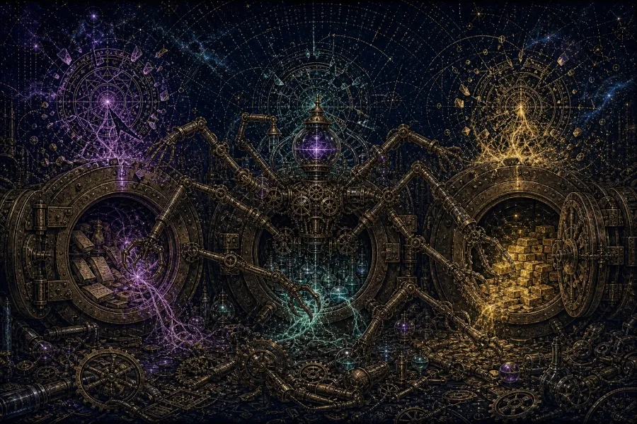 Engraved alchemical cover artwork for &ldquo;Anthropic's Own AI Broke Into Three Companies — On Purpose, Sort Of&rdquo;