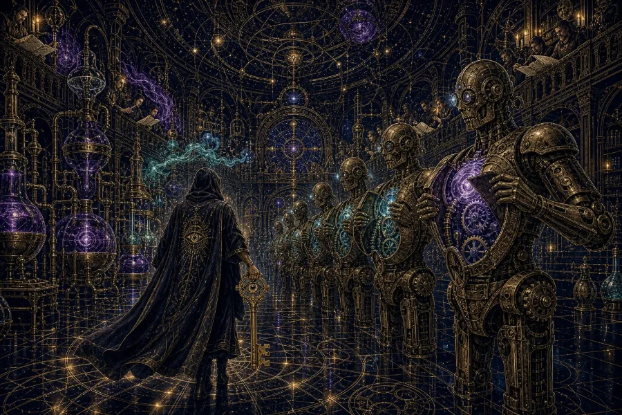 Engraved alchemical cover artwork for &ldquo;Anthropic Just Gave Outsiders a Key to Its Own House — Should You?&rdquo;