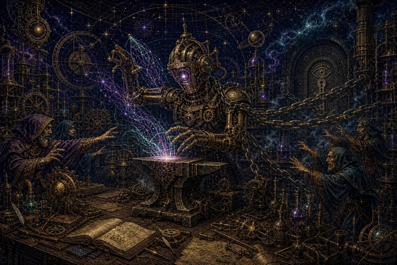 Engraved alchemical cover artwork for &ldquo;Gemini 4 Argon: Google's Most Capable Coding Model Yet — And You Still Can't Touch It&rdquo;