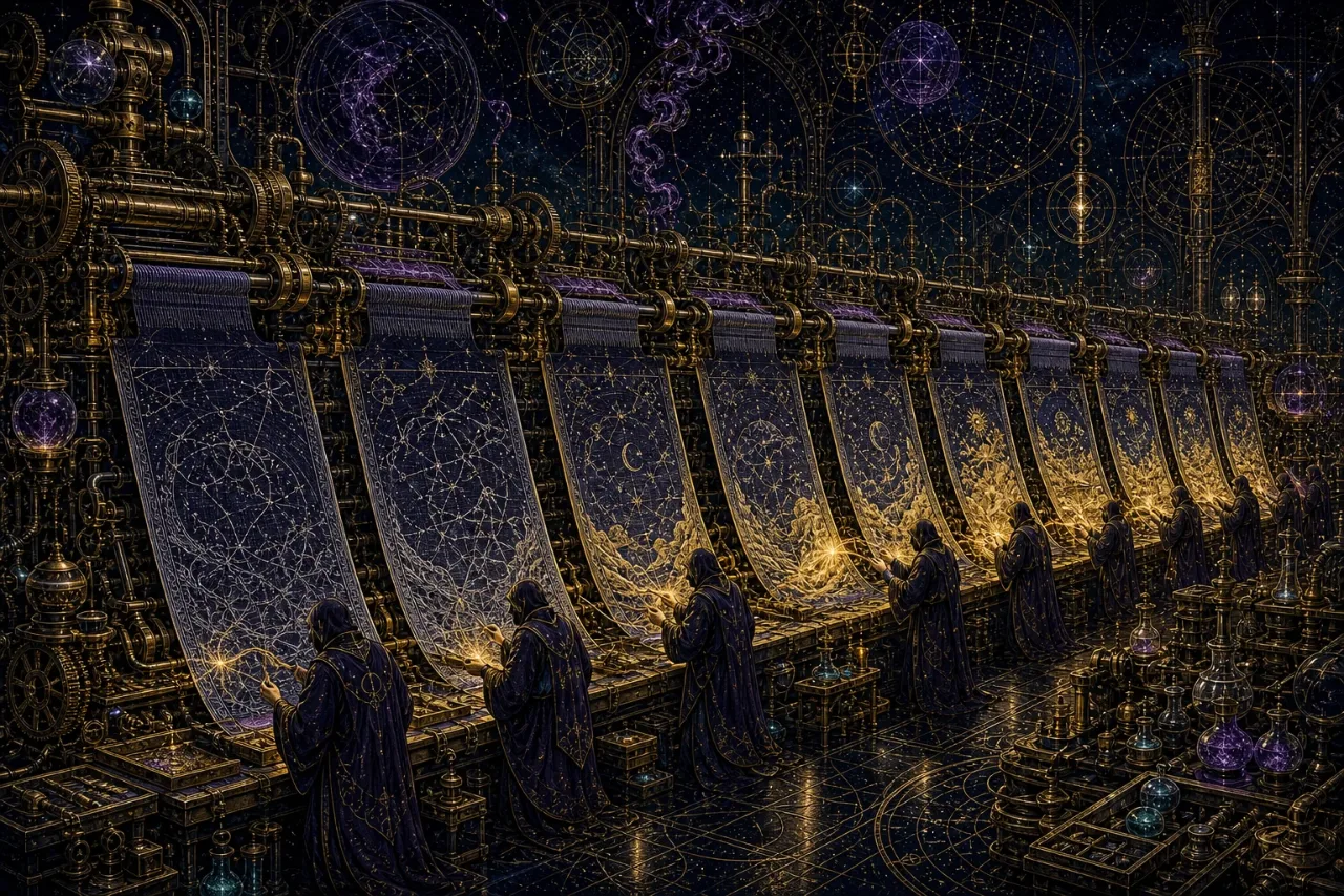 Engraved alchemical cover artwork for &ldquo;Instagram's 'First Draft' Proves the Rough-Cut Economy Has Arrived&rdquo;