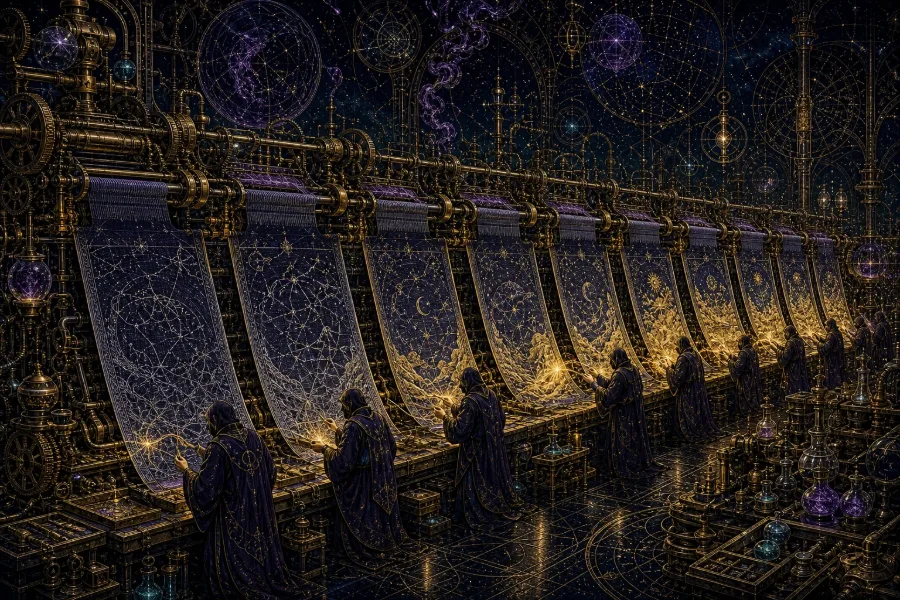 Engraved alchemical cover artwork for &ldquo;Instagram's 'First Draft' Proves the Rough-Cut Economy Has Arrived&rdquo;