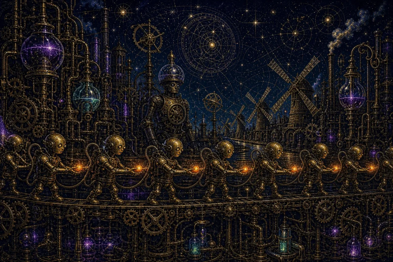 Engraved alchemical cover artwork for &ldquo;Persistent AI Agents: Why 'Microharnesses' Might Be the Next Big Dev Pattern&rdquo;