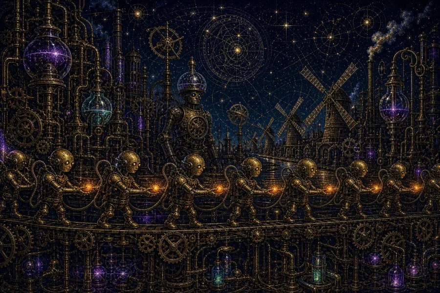 Engraved alchemical cover artwork for &ldquo;Persistent AI Agents: Why 'Microharnesses' Might Be the Next Big Dev Pattern&rdquo;
