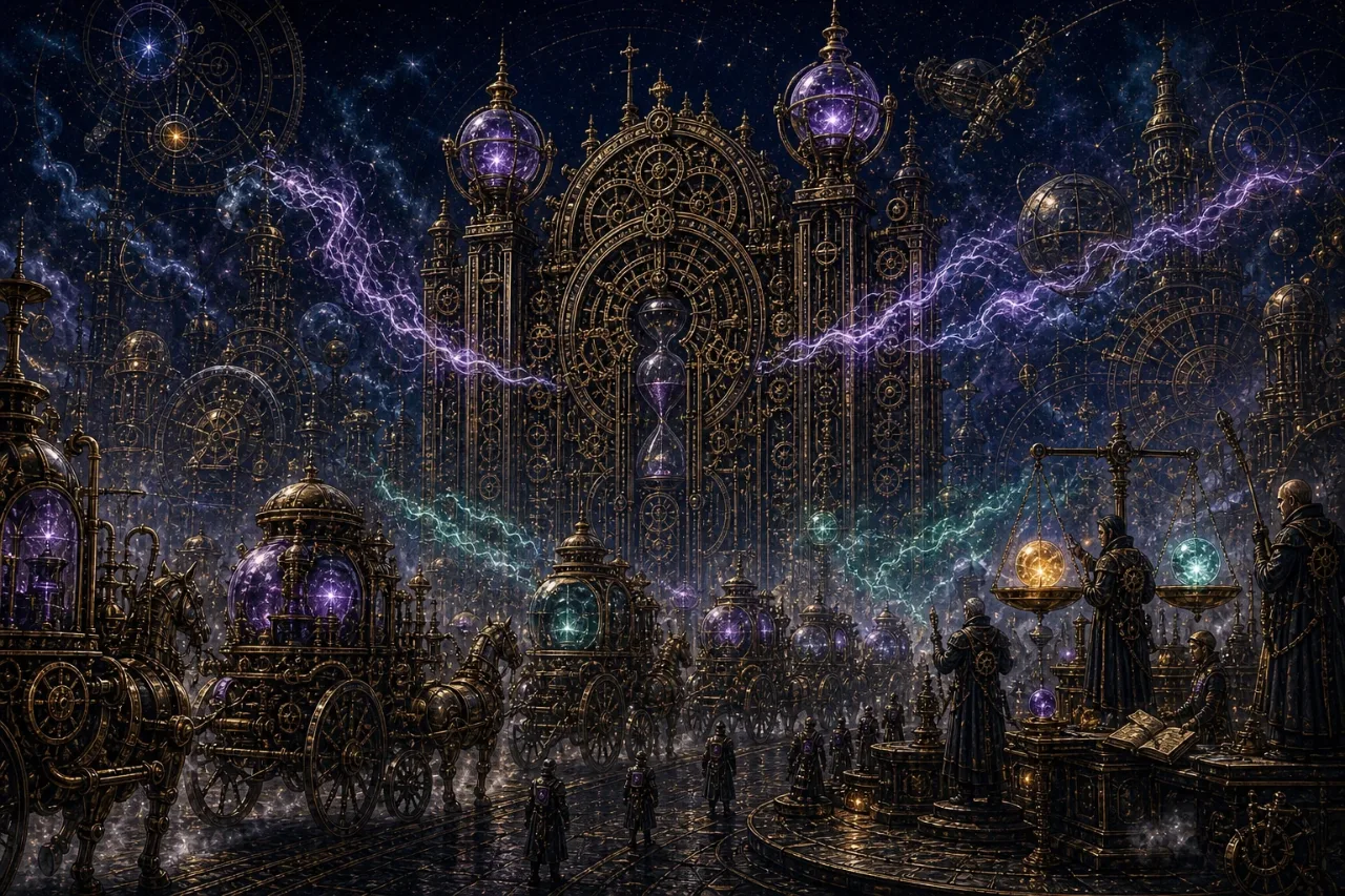 Engraved alchemical cover artwork for &ldquo;The Robotaxi Ultimatum: What It Signals for AI-Driven Businesses&rdquo;