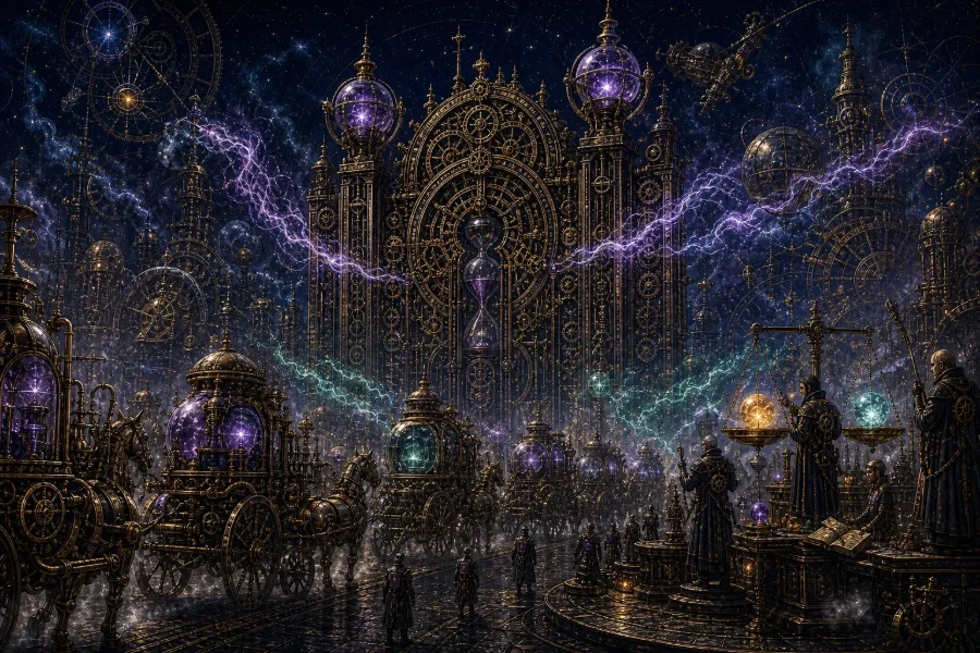 Engraved alchemical cover artwork for &ldquo;The Robotaxi Ultimatum: What It Signals for AI-Driven Businesses&rdquo;