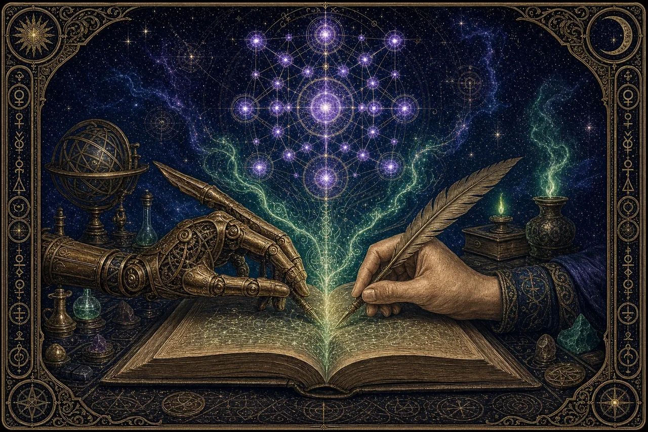 Engraved alchemical cover artwork for &ldquo;Why My Blog Has No Admin Panel&rdquo;